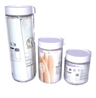 FRASCO DE VIDRIO SET X 3 GENÉRICO CON TAPA